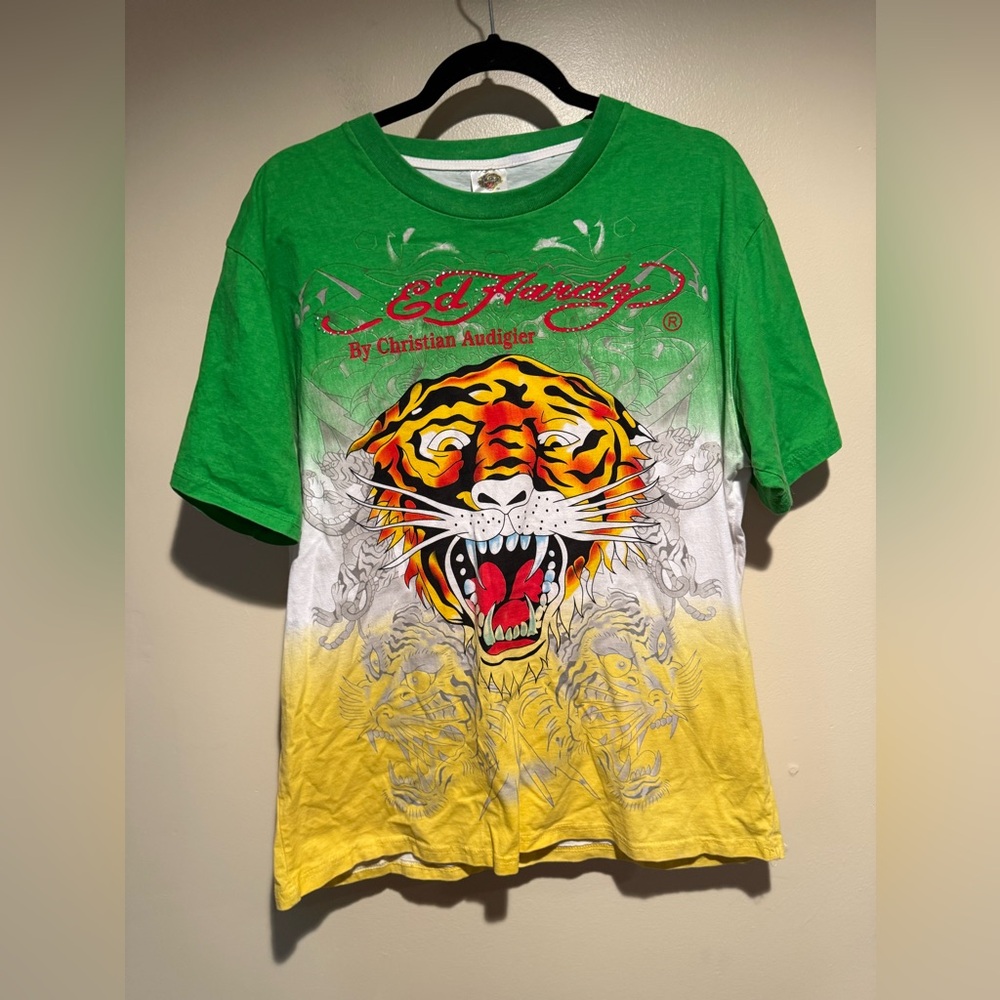 Vintage Y2K Ed Hardy Christian Audigier Double Sided T-shirt Men’s XXL